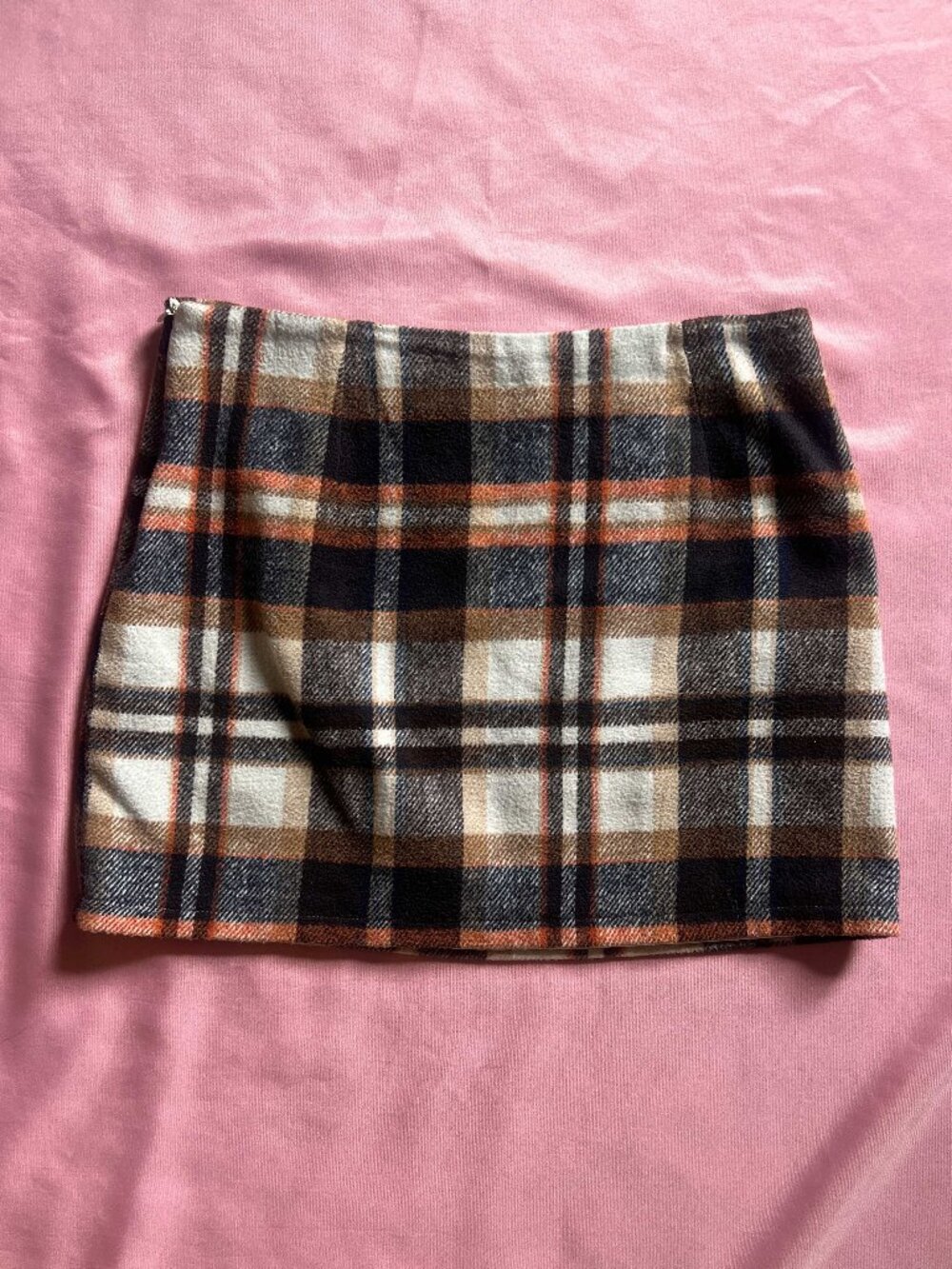 Wool Blend Plaid Mini Skirt